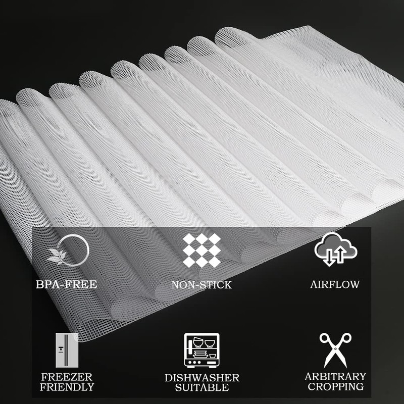 Kispog Mesh Silicone Dehydrator Sheets, 15.5x15.5 in 10 Pcs/Sets for