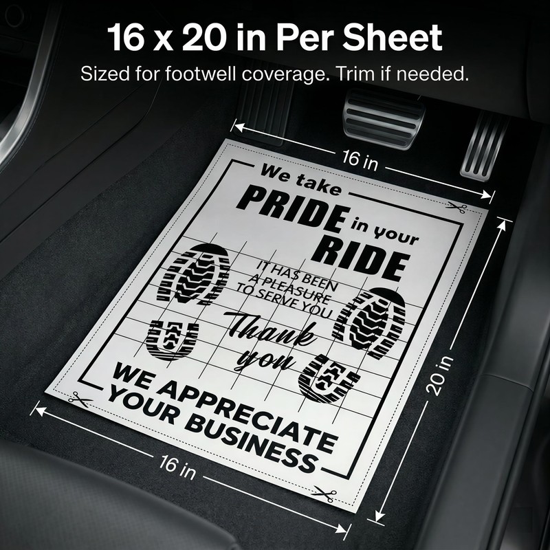 Disposable Paper Car Floor Mats, 100 Count, 20 x 16