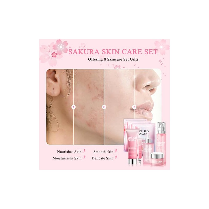 Set Cuidado Facial Piezas Kit Hidratante Aroma Flor Cerezo Mujer