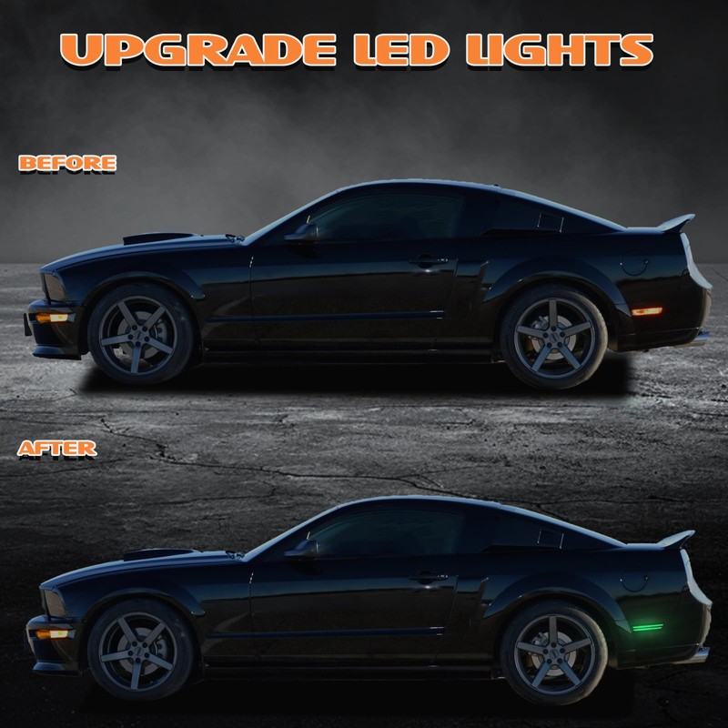 AreLokpri Side Marker Lights LED Compatible With 2005-2009 Ford Mustang,