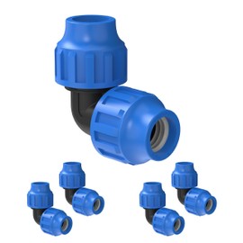 Kirchhoff 984845217-5 Fitting Connection Angle 90° Plastic 25 x 25 mm for HDPE Pipe Set of 5 Various Sizes DVGW Tested Drinking Water Quality Made in EU, Black, 25 mm