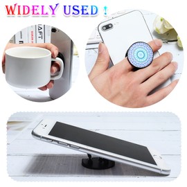 Honoson 9 Pieces Cell Phone Grip Holder Collapsible Phone Holder Colorful Self-Adhesive Finger Ring Sublimation Phone Holders for Smartphone and Tablets (Mandala Flower)