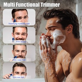Nose Hair Trimmer For Men, 10000RPM Nose Trimmer With Waterproof Blade & LCD Power Display, Rechargeable Ear Hair Trimmer For Women For Bathroom, Travel, Gyms, Swimming Pools, Camping, Outdoor(Blue）