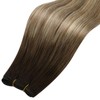 Moresoo Hair Extensions Weft in Real Human Hair Dark Brown