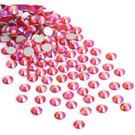 Jollin Glue Fix Crystal Flatback Rhinestones Glass Diamantes Gems for Nail Art Crafts Decorations Clothes Shoes(ss8 2880pcs, Red AB)