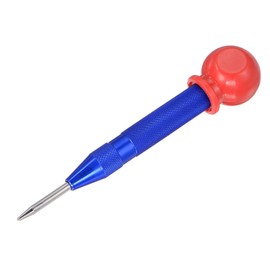sourcing map Automatic Center Punch, 5-Inch Spring-Loaded Center Hole Puncher Marker Hand Tool Adjustable Blue with Cap for Wood Metal Plastic