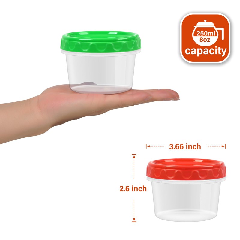 EONJOE 8 oz Small Freezer Containers with Lids Stackable Plastic
