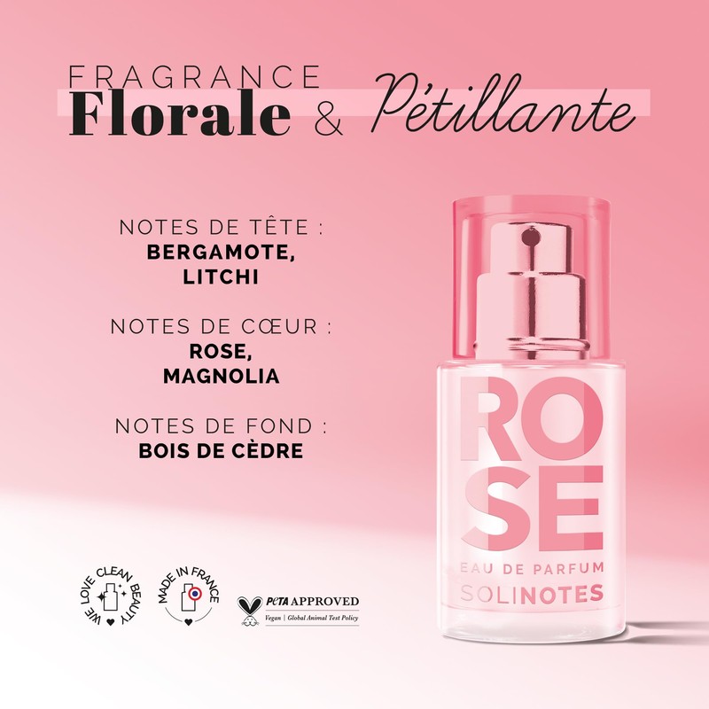 Solinotes Rose Perfume for Women, 0.5 Fl Oz/ 15 ML