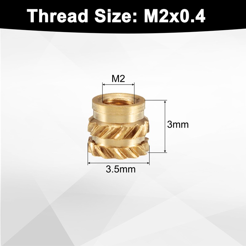 QUARKZMAN Pack of 100 M2 Threaded Inserts Brass Heat Set