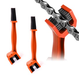 povtii 2 PCS Bike or Motorcycle Chain Washer, Motorcycle Chain Cleaning Brush Tool Kit, Universal Bicycle Chain Dirt Clean Brushes for Gears Maintenance, Motorcycle Accessories (Orange)