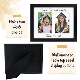 Modern Mama Memories Graduation Picture Frame Pre-K to 12th Grade | Then and Now Double 4x6 Photo Display with Real Glass | School Years Memory Frame | Grad Party Gift