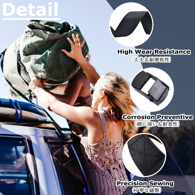 YAPJEB Cargo Tightening Belt, Luggage Belt, Lashing Belt, Tie-Down Belt,