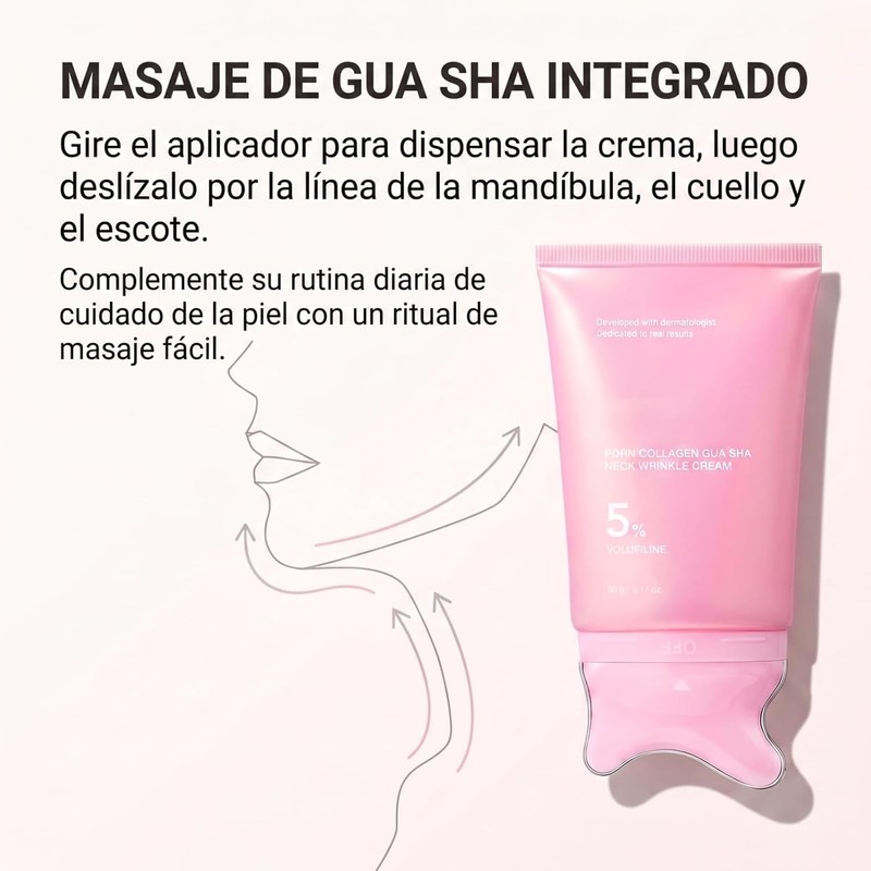 Crema Para Cuello Con PDRN Colágeno Y Aplicador Gua Sha