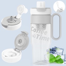 Tlater Leak-Proof Drinking Bottle, 850 ml Tritan, BPA-Free Water Bottles with Straw, Filter Vessel, Handle and Removable Drawstring, Suitable for Home, Schools, Offices, Gyms