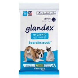 Glandex Dog, Cat, Pet Wipes Cleansing Deodorizing Hygienic Anal Gland Grooming Wipes 24 ct Fresh Scent
