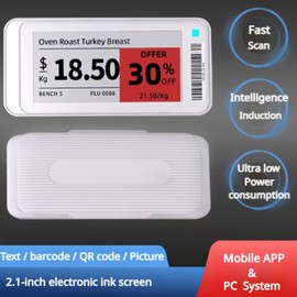 Label Holders Digital Blank Labels, 2.13 Inch Business Signs for Retail, Storage, Black+White+Red e Ink Screen (1 pc)