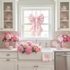Suncalla 2 Pcs Pink Toile Chinoiserie Wreath Bow for Front
