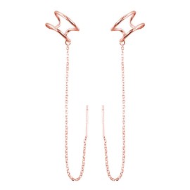 SLUYNZ 925 Sterling Silver Cuff Earrings Chain for Women Clip Ons Earrings Crawler Earrings (C-Rose Gold)