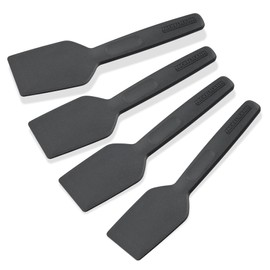 Fackelmann 25286 Set of 4 Raclette Spatulas Cheese Spatula Mini Plastic Spatula Scraper Spatula Plastic Black 16 cm