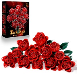 Mother‘s Day Red Rose Building Blocks Bouquet Set Gifts for Mom,12 Pcs Artificial Flower Display Kit, Everlasting Floral Home Decor, Mother‘s Gift for Mom, Grandma, Wife, Women