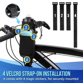 WOTOW Bike Water Bottle Holder Bag, Waterproof Insulated Detachable With Shoulder Strap Bike Frame Coffee Drink Cup Holder Phone Storage Pouch Handlebar Bag Beverage Container for All Bikes