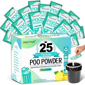 CRAZYTHUR Poo Absorbent Gel Powder, 25PCS Portable Toilet Gel, Camping Toilet Gels, Porta Potty Chemicals，Portable Toilets Powder for Outdoor Camping and Hiking Toilets Gels Powder