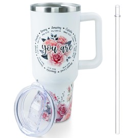 Christian Gifts for Women - Inspirational Gifts, Religious Gifts for Women - Thank You Gifts for Women - Birthday Gifts for Mom, Friend, Sister Coworker - Jesus 40oz Tumbler with Handle and Straw