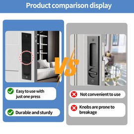 7" Black Privacy Pocket Door Lock Hardware,Invisible Recessed Handle Latch with Keys, Sliding Door Mortise Lock, Double Barn Door Lock Furniture Hardware, for Many Scenarios Bathroom, Barn,Bedroom