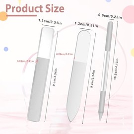3 PCS Glass Nail Files for Natural Nails, Glass Nail Buffer and Shine Kit Professional Crystal Manicure Tools Double Sided Manicure Pedicure Tools Nai