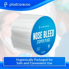 50 Nose Bleed Stopper Plugs - 1.5 Inch Cotton Rolls to Stop a Nosebleed for Kids or Adults - Extra Absorbent Nose Bleed Plugs by PlastCare USA