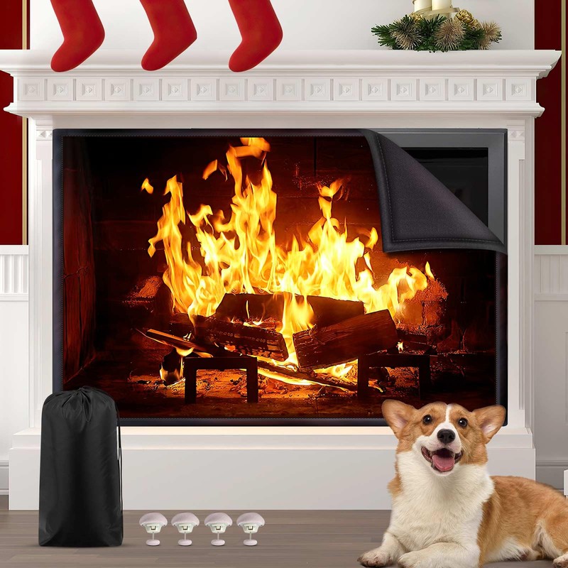 Magnetic Fireplace Draft Cover, Fireplace Blocker Blanket Stops Heat Loss,