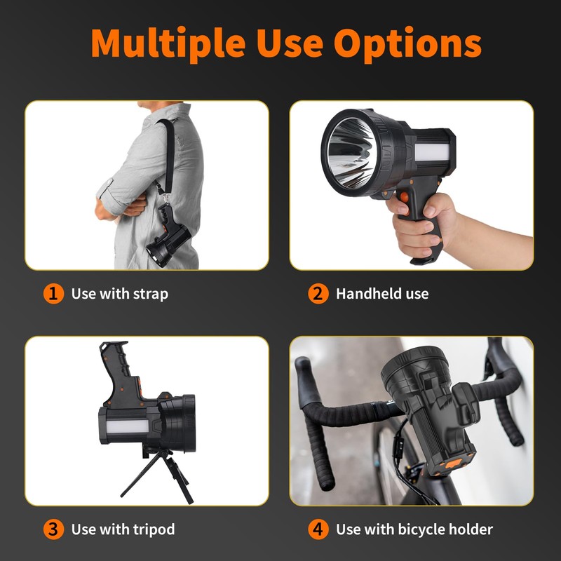 Vanvale Super Bright Rechargeable Spotlight,Handheld Rechargeable LED Flashlight Ultra-Long Standby