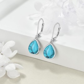 CRMAD Turquoise Earrings for Women Sterling Silver Turquoise Teardrop Earrings Turquoise Jewerlry Gift for Women (teardrop turquoise)