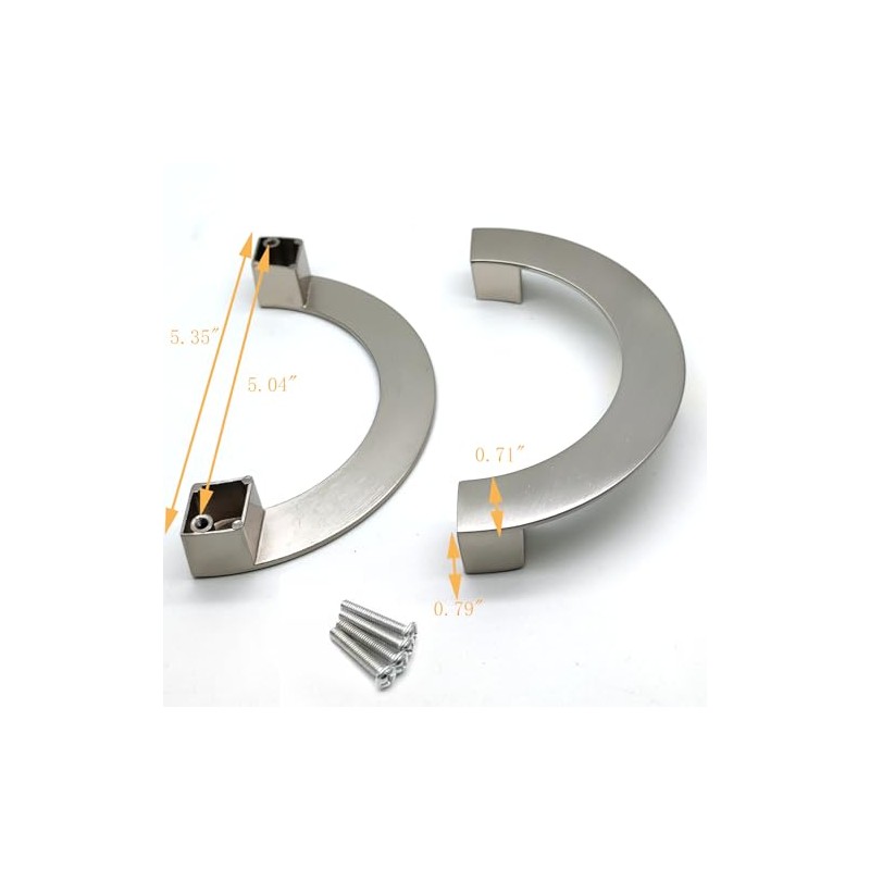 Susenya Half Moon Handles,1-Pack, Brushed Silver Cabinet Pulls 5.04" Hole