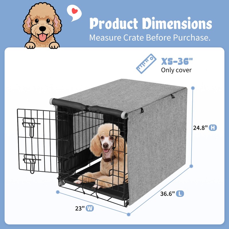 Akinerri Dog Crate Cover with Mesh Window, Double Door Waterproof