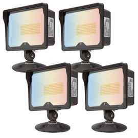 kadision 55W LED Flood Light with Dusk-to-Dawn Photocell, 3000K/4000K/5000K Selectable, 120V 6600lm IP65 Waterproof Knuckle Mount Outdoor Security Lights, ETL Listed, 4-Pack