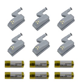 6Pcs Universal Cabinet Cupboard Hinge LED Light for Modern Kitchen Home Lamp-Warm White with Battery
