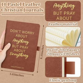 Thenshop 20 Pcs Christian Gifts Bulk 10Pcs Colorful Leather Christian Journals for Women Bible Leather Notebooks with 10pcs Colorful Pens Inspirational A5 Prayer Journals for Women Church Gifts