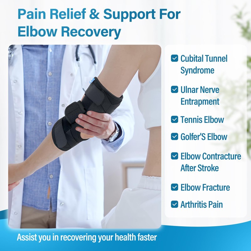 Chonario Cubital Tunnel Elbow Brace – Ulnar Nerve Splint, Adjustable