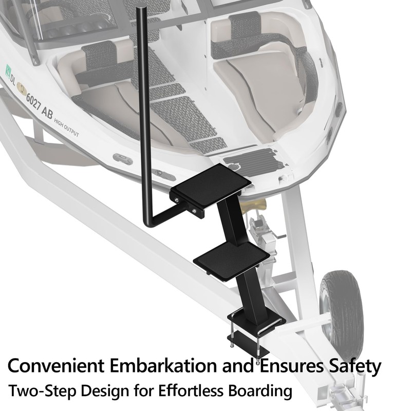 BUYYAH Trailer Step with Handle, Dual-Step Universal Boat Hauler Step,
