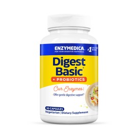 Enzymedica, Digest Basic + Probiotics, Verdauungsenzyme und Bakterienkulturen, 30 vegetarische Kapseln, hochdosiert, Laborgeprüft, Sojafrei, Glutenfrei, Ohne Gentechnik
