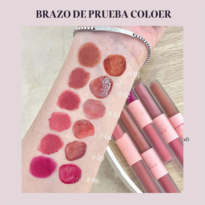Tinte Labial Líquido de Alto Brillo Efecto Espejo y Fácil