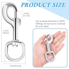 ERKOON Extra Large 4.23 Inch Swivel Eye Bolt Snap Hooks 220Lbs Load Capacity Zinc Alloy Single Ended Flag Clips Heavy Duty Trigger Bolt Hooks (2 Pack)