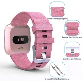 Lamshaw Compatible for Embr Wave 2 Band, Breathable Nylon Woven Fabric Replacement Accessory Strap Compatible for Embr Wave 2 Thermal Wristband (Pink)