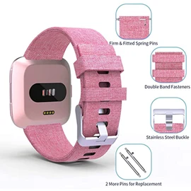 Lamshaw Compatible for Embr Wave 2 Band, Breathable Nylon Woven Fabric Replacement Accessory Strap Compatible for Embr Wave 2 Thermal Wristband (Pink)