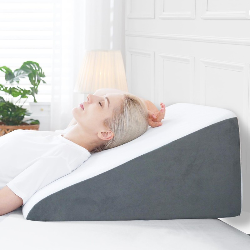 Sasttie Wedge Pillow, 12 Inch Memory Foam Bed Wedge Pillow