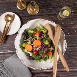 ZAROCRUS Rustic Melamine Serving Bowls, 12inch 2 Piece Larger Pasta Salad Bowls/Mixing Bowls, White Melamine Bowls, Lightweight and Unbreakable Soup Bowls, Dishwasher Safe…