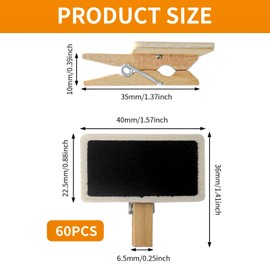 BuxiuGK 60 PCS Small Mini Chalkboard Blackboard Signs 4 x 2.2 cm,Erasable Wooden Little Retangle Blackboard for Memo,Party,Wedding,Bar,Food Label