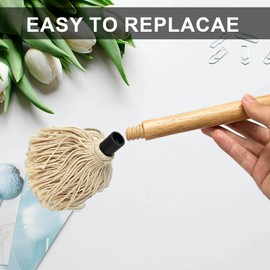 Apvok Two Size Bbq Mop Brushes For Sauce Wooden Long Handle Mops & Brushes For Barbecue,Grilling,Basting,Roasting,Cooking,Smoking Steak(18" And 11")