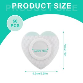 LQIOACU 50 Pieces Blank Heart Shaped Stickers Castor Oil Plasters (Oil Free)